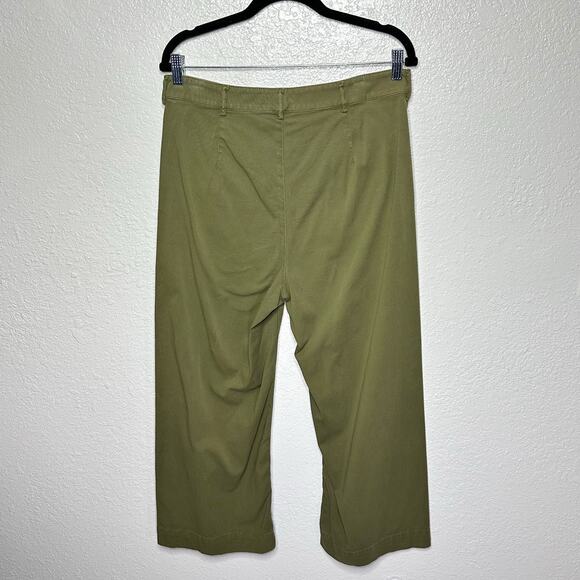 A.L.C. Wide Leg Cropped Pants High Rise Olive Green Women 10 - Picture 3 of 9